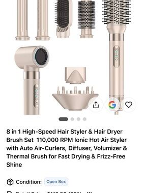 High-Speed 8-in-1 Hair Styler & Dryer Brush - Champagne